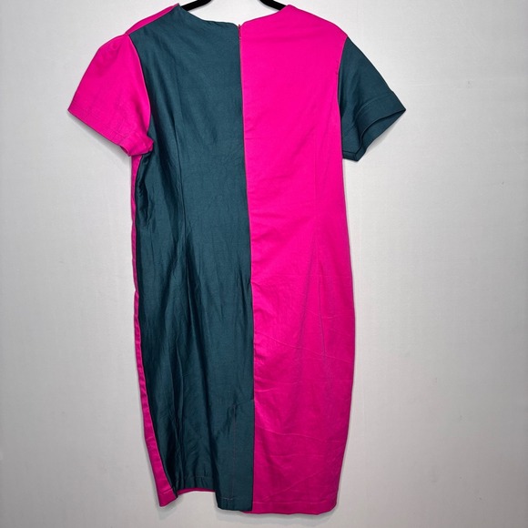 Guy Laroche Paris Dress Size M/L Color Block Novelty Buttons 90s‎ Y2K Vintage - Picture 9 of 12
